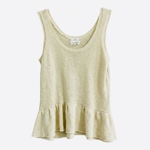 Blu Pepper Cropped Peplum Tank Top Sz Small Ivory Knit Coastal Cottage Preppy